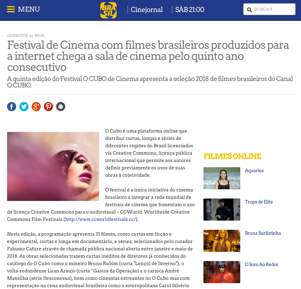 Canal Brasil · Cinejornal — Festival chega à sala de cinema pelo quinto ano consecutivo