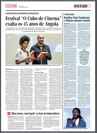 Jornal de Angola — Festival O Cubo de Cinema exalta os 45 anos de Angola