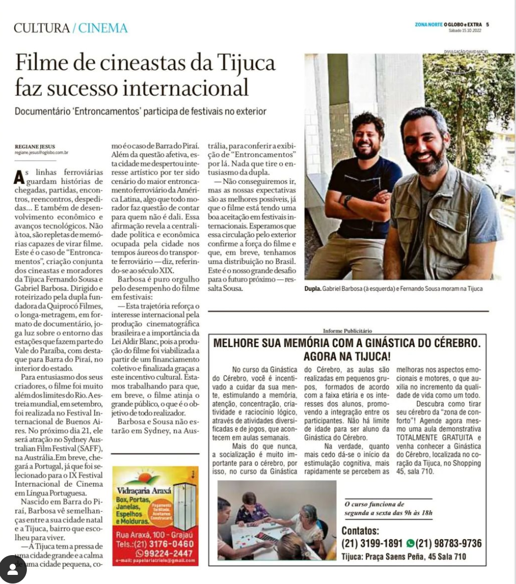 O Globo / Extra — Filme de cineastas da Tijuca faz sucesso internacional