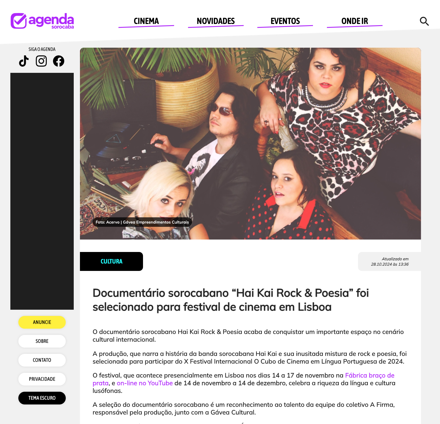 Agenda Sorocaba — Documentário sorocabano selecionado para festival de cinema em Lisboa